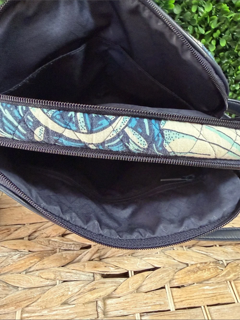 Vera Bradley Navy Blue and Cream Quilted Crossbody with Matching Wallet